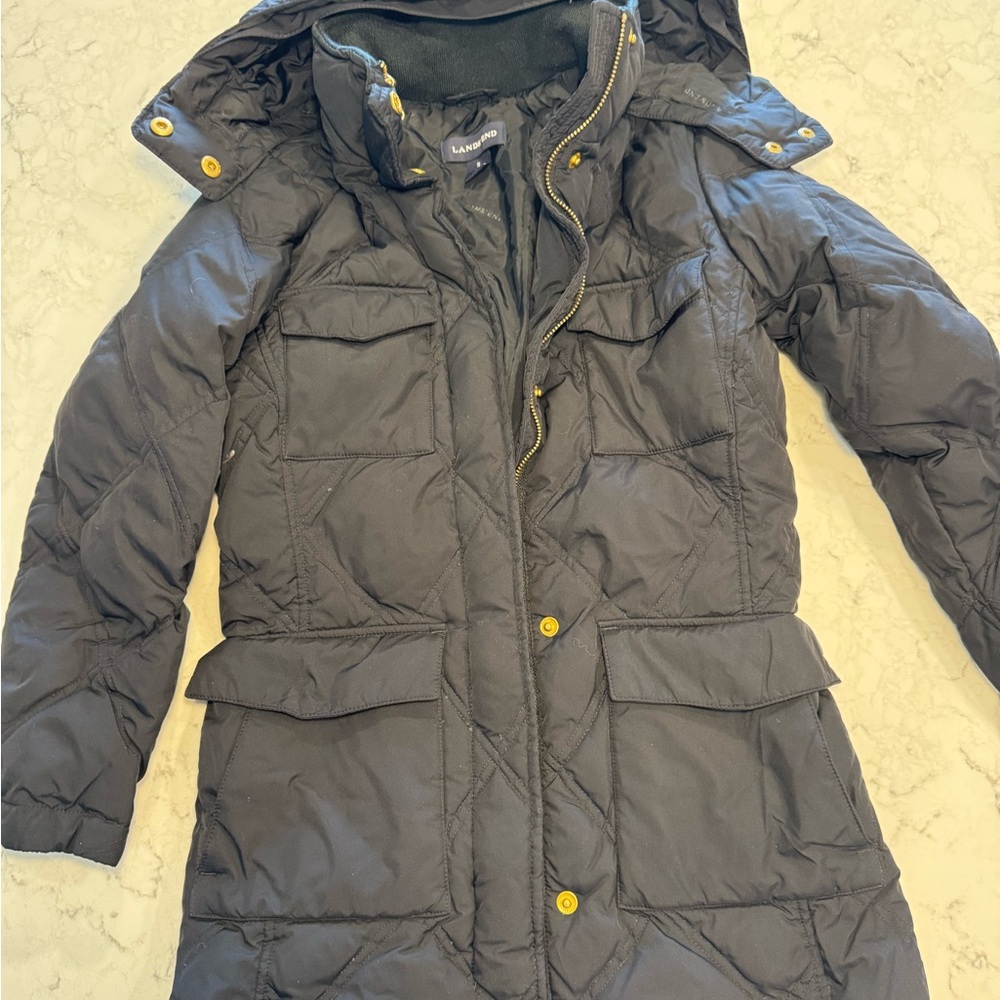 Lands' End Black Quilted Girl’s Coat